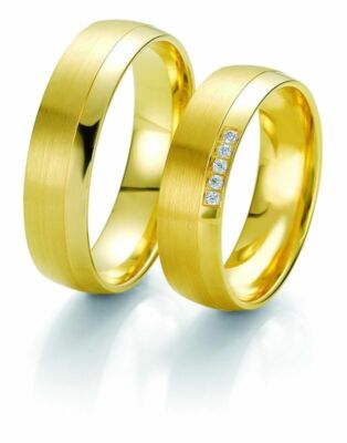 Wedding Rings Breuning Rainbow Collection 6225/6226 in 585 Gold Yellow 14 kt