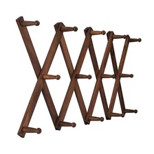 Accordion Wallmount Hat Hanger, Expandable Purse Coat Backpack Rack with 14 Pegs