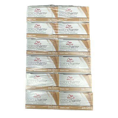 WELLA COLOR CHARM PERMANENT DYE LIQUID 1N/051 BLACK PACK OF 12
