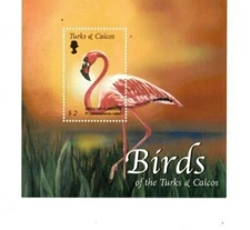 Turks and Caicos 2002 - Birds Flamingo - Souvenir Stamp Sheet Scott #1380 - MNH