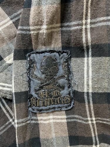 Camisa de franela a cuadros forrada parches en el codo con logotipo Harley Davidson para hombre - Imagen 10 de 17
