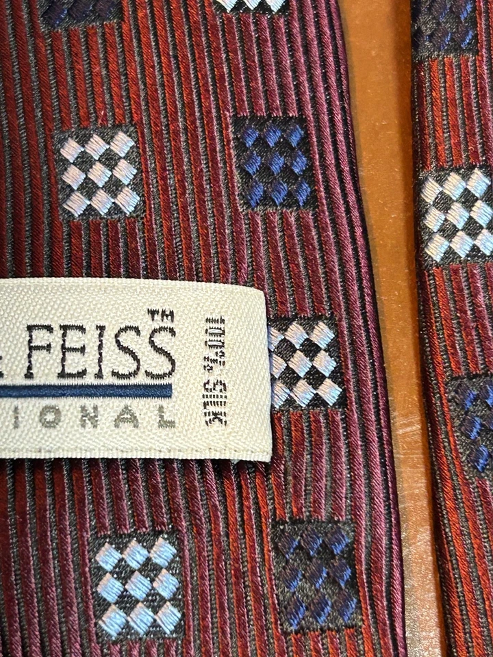 Corbata a cuadros Joseph & Feiss International Borgoña 100 % seda para hombre Foto 4 de 4