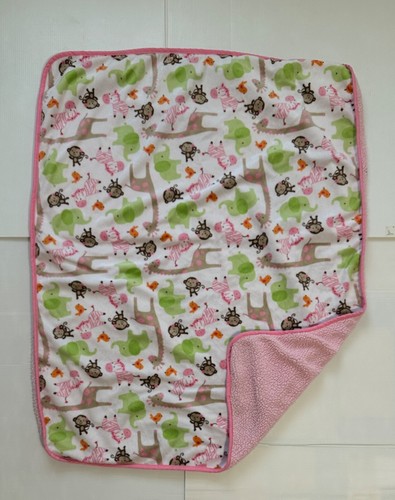Carters Rosa Dschungel Jill Safari Tier Affe Zebra Giraffe Sherpa Babydecke - Bild 3 von 7