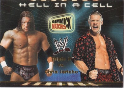 TRIPLE H vs CHRIS JERICHO 2002 Fleer WWE ''GIMMICK MATCHES'' Insert Card #GM1  AEW