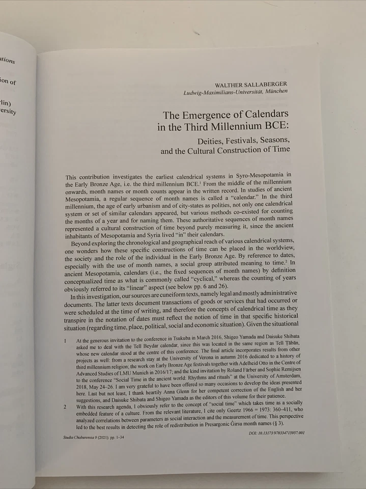 Studia Chaburensia Vol. 9 Calendars & Festivals On Mesopotamia / VVV Foto 3 de 4