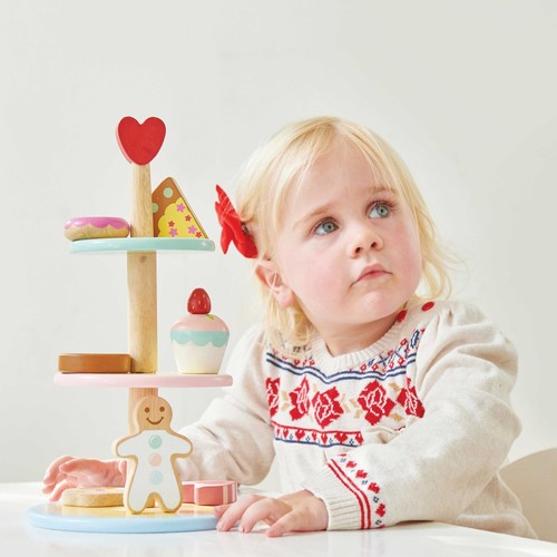 Le Toy Van Wooden Three Tier Cake Stand Creative Role Play Toddler Games - Picture 3 of 7