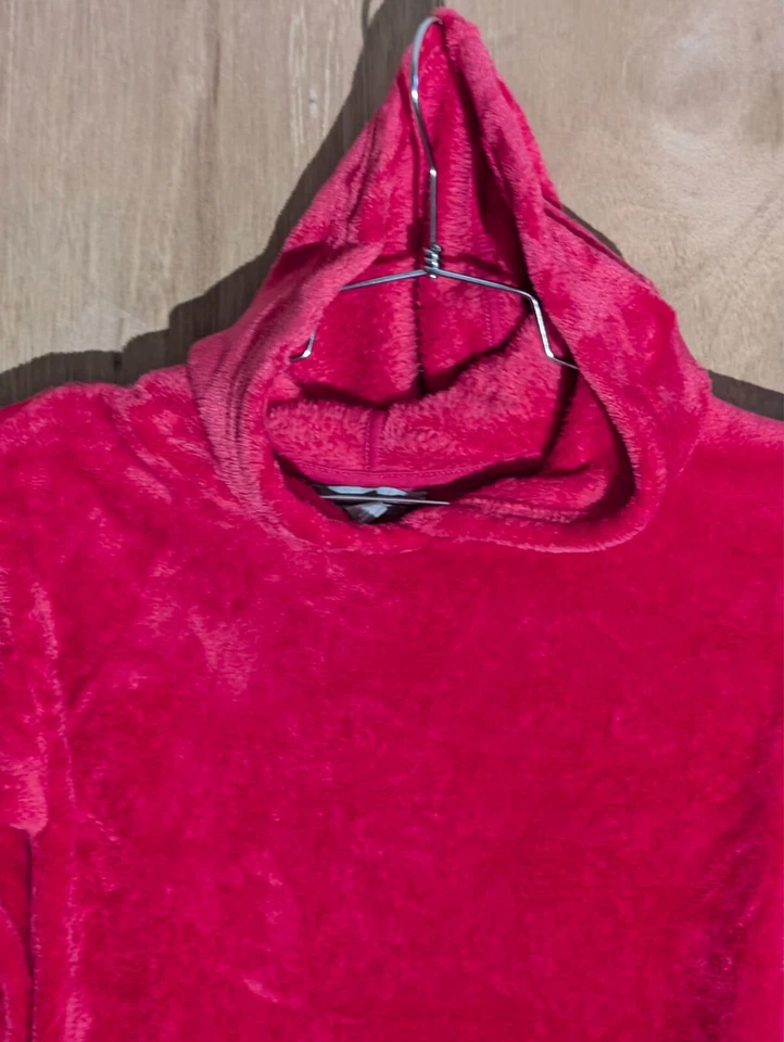 lucky brand pull over hooded sweater girls 10/12 long sleeve soft fleece red - Imagem 4 de 4