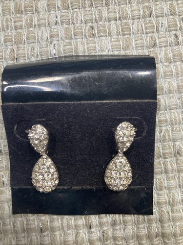 Vintage Christian Dior rare silver tone rhinestone￼teardrop arrings