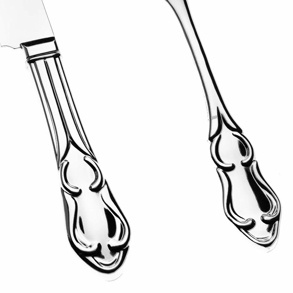 Juego de cuchillos y servidores para pasteles de boda de plata, utensilios de corte de pasteles vintage (plateado) Foto 3 de 4