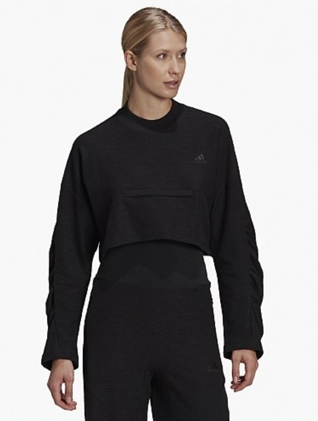 женская толстовка adidas Yoga Crop Crew, черный