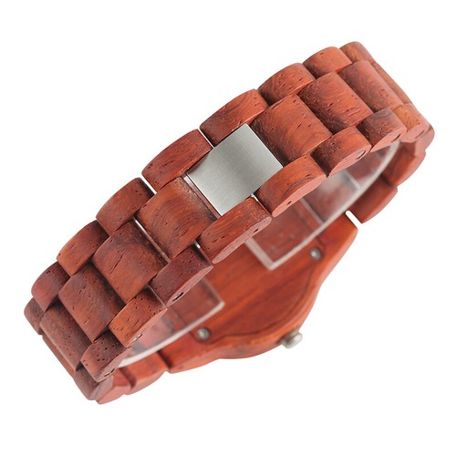Lässige rote Sandelholz Holzuhr Quarzuhren für Herren Vollholz Armband - Bild 8 von 9
