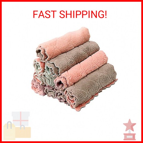 10 Pack Kitchen Cloth, Microfiber Dish Towels Washcloths, Super Absorbent Coral