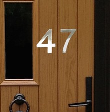 Stick-On House Numbers - No 47 - Stainless Steel - 10cm - Door, Fence, Gate