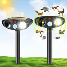 1/2xAnimal Repeller Ultrasonic Solar Power Outdoor Pest Cat Mice Deer Sensor US