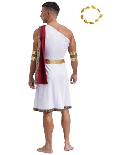 Men's Dresses Theme Dress Up Senator Robe Party Toga With Headwear Tunic God - Picture 8 of 49
