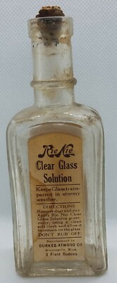 c1915 Automotive Rie-Nie Clear Glass Solution Bottle Durkee-Atwood Minneapolis