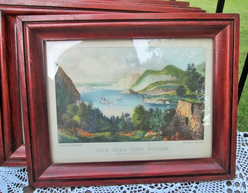 Currier & Ives Vintage Framed Litho Prints Nassau St NY Published Repro Set 5 - Picture 9 of 11