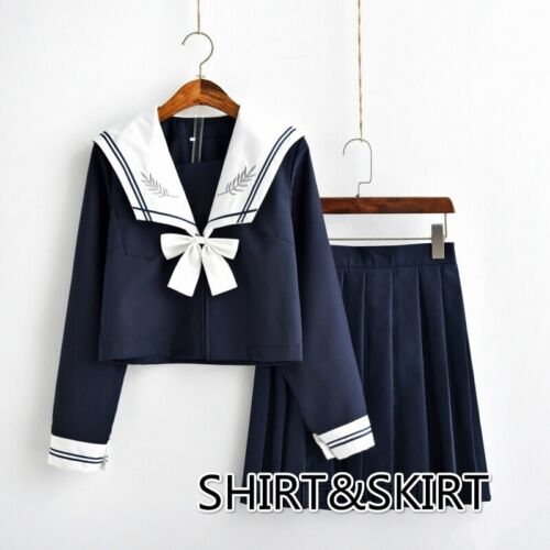 Dziewczęcy japoński mundur szkolny JK Żeglarz Koszula Spódnica Strój Garnitur Przebranie - Zdjęcie 1 z 9