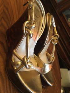 gold platform wedge sandals