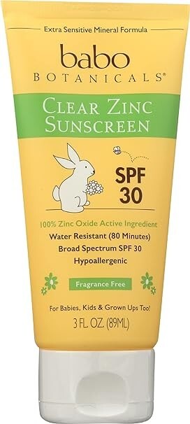 Fragrance-Free Baby Zinc Sunscreen SPF 30 by Babo Botanicals 3 oz