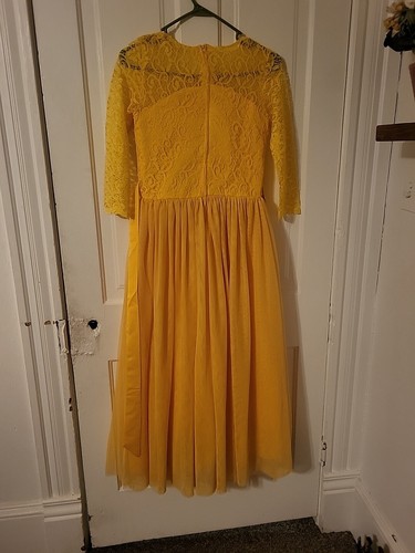 IBTOM Teenager Girls Princess Yellow Dress Long Sleeve Gown Size 170(12-14t) - Picture 21 of 21