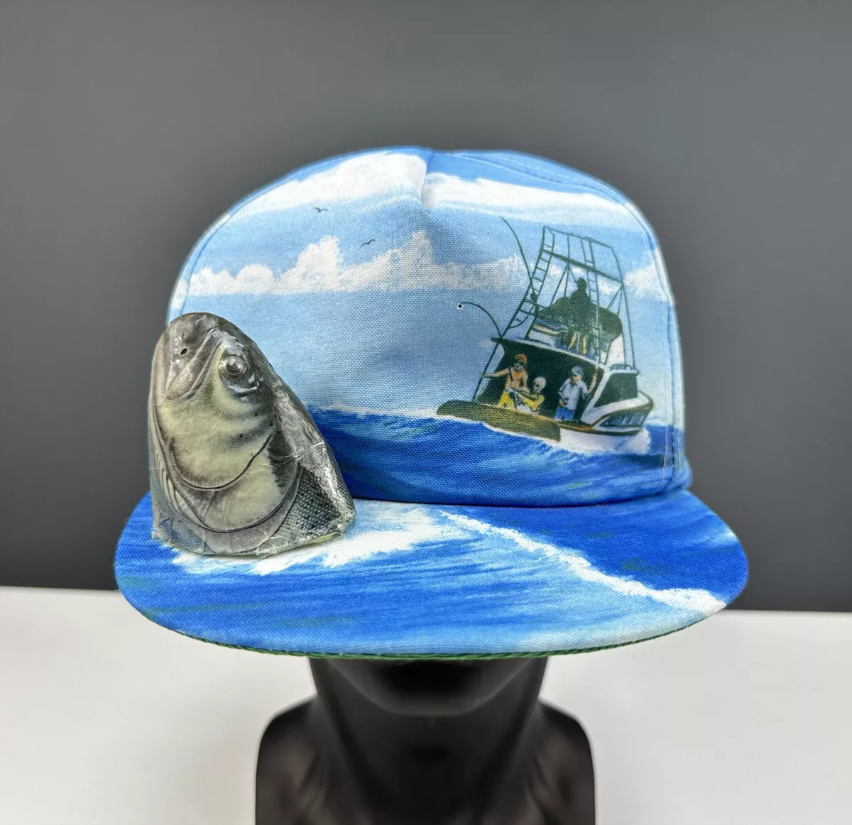 RARE 1993 Vintage Fishing 3D Trout Fish Hat Snapback Cap Fisherman Boat GIFT