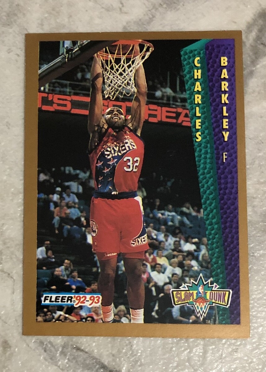 Charles Barkley 1992-93 Fleer Slam Dunk 76ers RARE ERROR No number