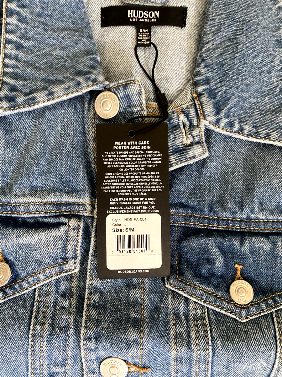 Hudson Signature Denim Jacket blue button down front 2 pocket