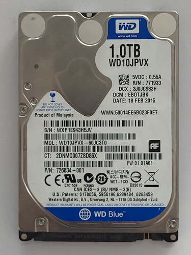 Disque Dur Western Digital 1To 2.5" SATA - Modèle WD10JPVX-22JC3T0 (occasion)