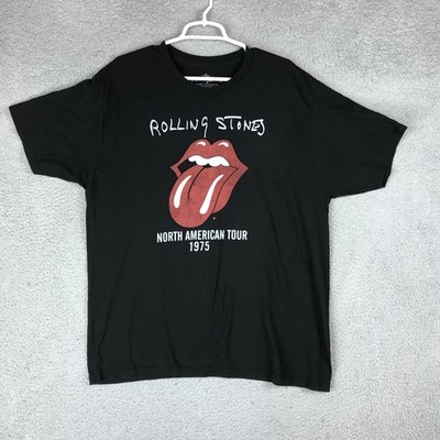 Rolling Stones North American Tour 1975 Shirt Mens XL Black Tongue