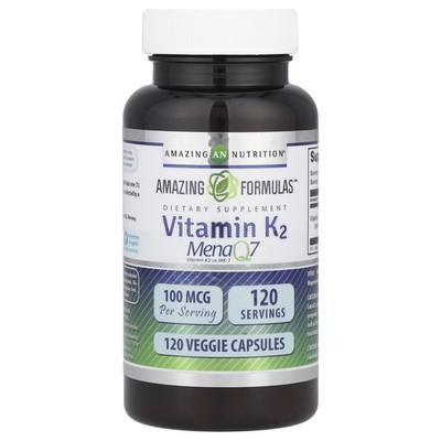 Amazing Formulas , Vitamin K2, 100 mcg, 120 Veggie Capsules