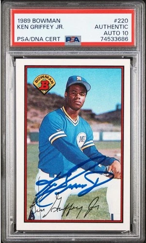1989 Bowman Baseball Card Wax Pack chasing AUTO Ken Griffey Jr Rookie PSA 10