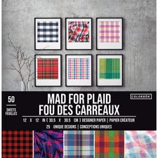 Colorbok 68lb Designer Single-Sided Paper 12"X12" 50/Pkg-Mad For Plaid, 25 Desig