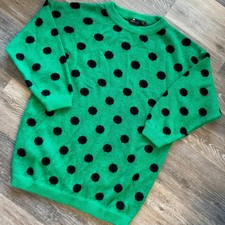 Vintage Green Polkadot Graphic Sweater  Liz Sport 1990s