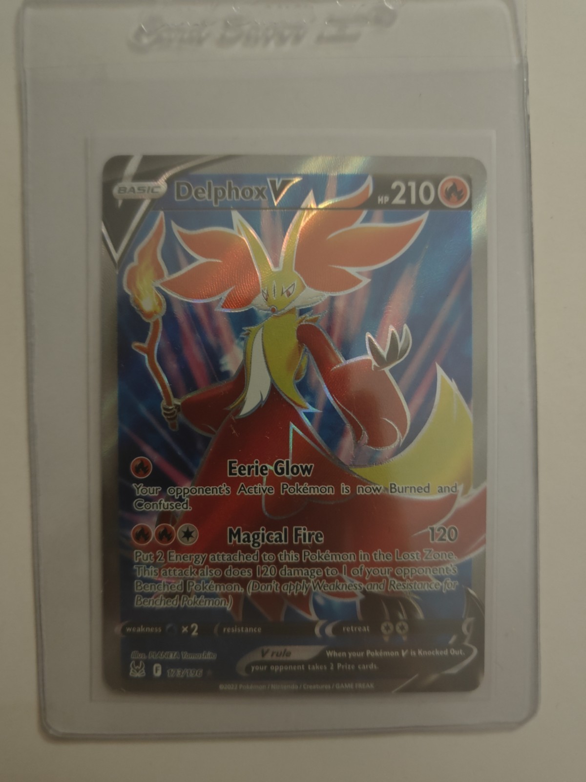 Delphox v Full Art Holo Card 173/196 Swsh11: Lost Origin NM+ Condition
