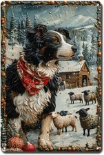 Lygond Tin Metal Signs Home D cor Vintage Wall Art Intelligent Border Collie in