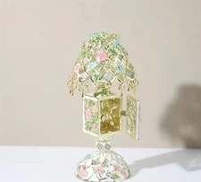 Elegant Floral Metal Trinket Box with Decorative Lamp Shade