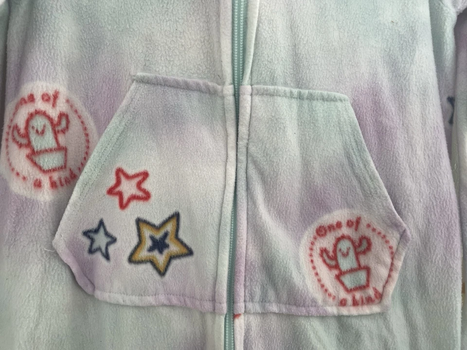 Cat & Jack Kid Girls 1-Piece Tie Dye Super Soft Fleece Zip-Up Hooded PJs Multi S - Image 3 of 4