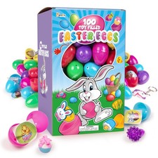 Giraffe 100 Pack Prefilled Easter Eggs Bulk - Multi Color Plastic Filled East...