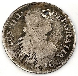 1796 Spanish Silver 1/2 Reale Found in New Bern behind a home metal detecting