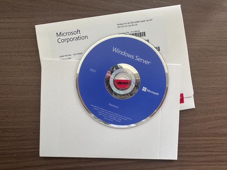 Microsoft Windows Server 2022 Standard 64-bit License & DVD 16 Core US ...
