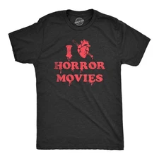 Mens I Heart Horror Movies T Shirt Funny Bloody Scary Movie Lovers Tee for Guys
