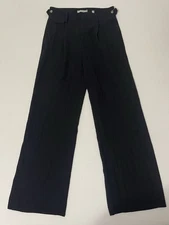 Vince Drapey Wide Leg Pant Trouser Size 4 Black Mid Rise Minimalist