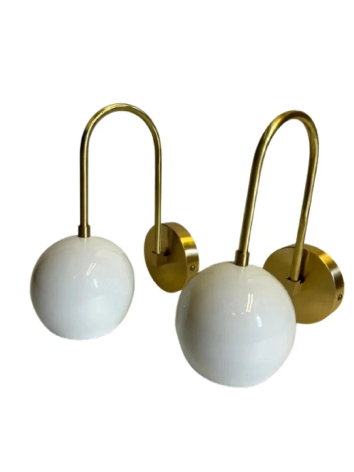 Par de apliques de pared de latón de 1 brazo Mid Century luz moderna regalo de Navidad Foto 2 de 4