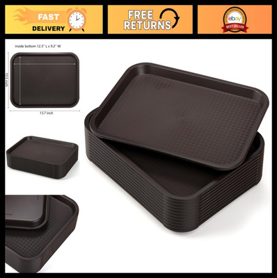 12 Pack Rectangular Plastic Fast Food Trays 13.7''x10.5'' - Cafeteria & Party Serv