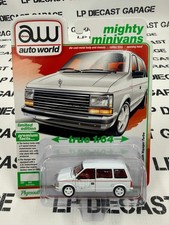AUTO WORLD 1989 Plymouth Voyager Turbo White 1:64 Diecast Mighty Minivans