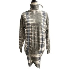 YFB Dress Gray Tie Dye Sweatshirt Mini Size XS Ribbed Turtle Neck Athleisure