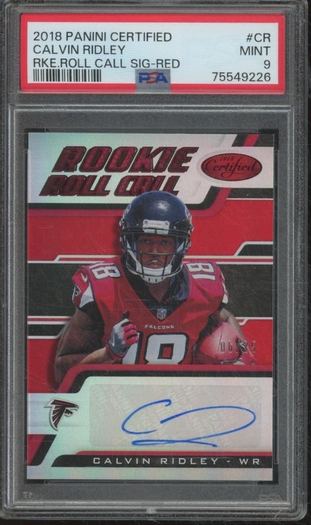 2018 Panini Certified CALVIN RIDLEY RC Rookie Roll Call Auto /25 Red PSA 9 NJ1