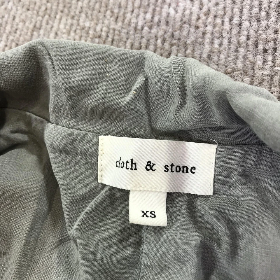 Cloth & Stone Blazer Womens XS Sage Green Casual 3/4 Sleeve Button Cuffs Pockets Foto 3 de 4