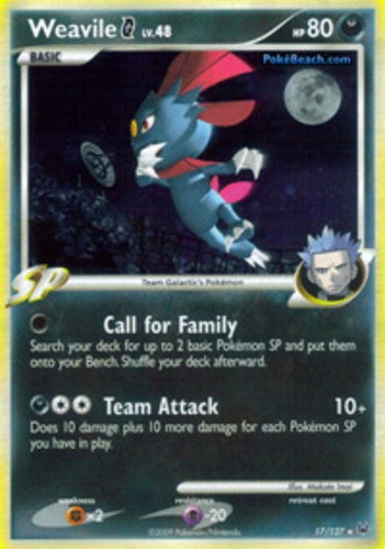 Heavily Played Weavile [G] - 17/127 - Holo Rare Pokemon Platinum
